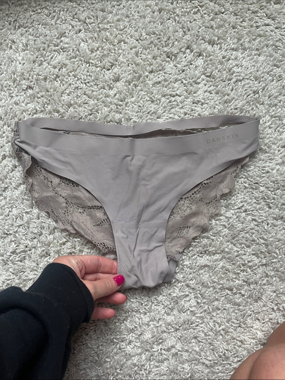 Lace-Trim Bikini Briefs - Taupe Gray